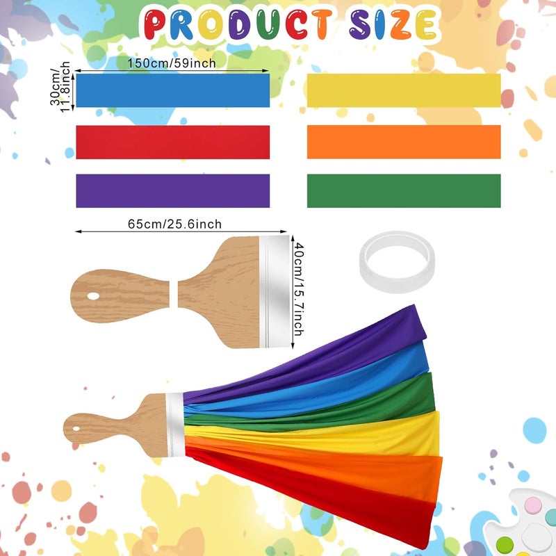 Mindsoft 85 Inches 3D Art Painting Classroom Wall Decor Rainbow Bulletin Board Decorations Set DIY Paint Brush Cutout Rainbow Cloth Back to School Decorations for First Day of School Chalkboard Wall - Image 2